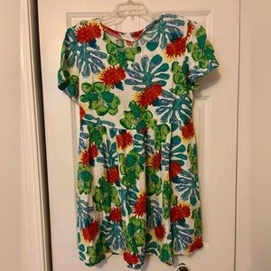 Vintage 1990s Floral Short Sleeve Boho Mini Dress Size 6